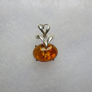 Pendentif tortillon d'ovale - bijou ambre et argent